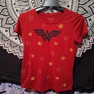 Kids Red Wonder Woman Star Tee